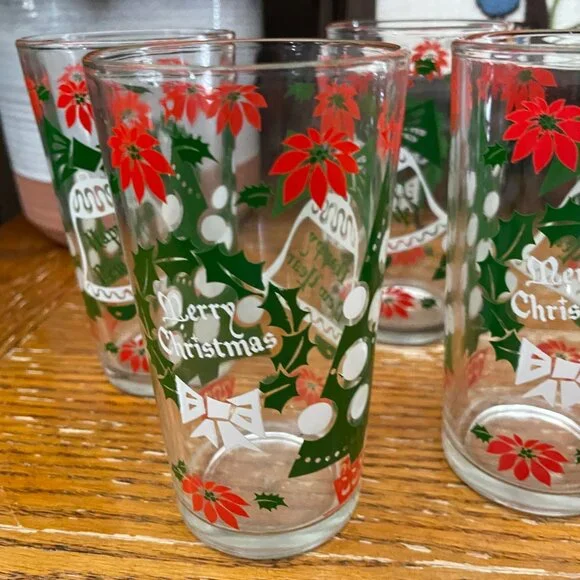 Hazel Atlas Vintage Christmas Holiday Tumblers - Picture 6 of 7
